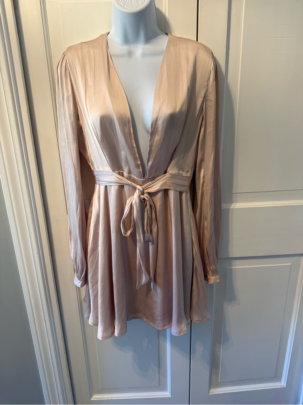 Lovers + Friends Blush Satin V-Neck Mini Dress - Picture 6 of 9